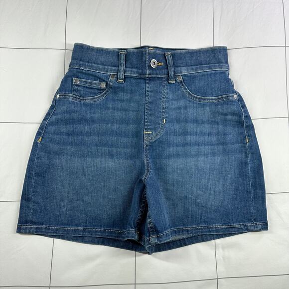 Spanx Shorts Womens XS Blue Vintage Indigo Jean Shaping Denim High Rise Stretch - Picture 2 of 12